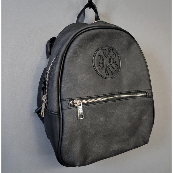 CXL by Christian Lacroix Backpack Womens Black Denim Marley PU Zip Logo Pockets - Picture 6 of 16